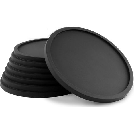 Coaster - Silicone - Round - 10.3 Cm Diameter - 0.3 Cm Thick - Non-Slip Base - For Indoor Outdoor Use - Set Of 8 (1/5)