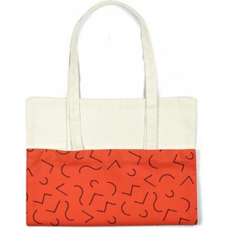 Sac shopping - Bonamaison TRGCTB101078 - Coton - Orange - Anses longues 30 cm (1/4)