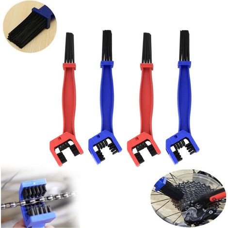 4 Pièces Brosse Chaine Moto, Brosse Nettoyer Velo,Brosse Chaine Moto Kit de Brosses de Nettoyage, Vélo de Montagne et Brosse de Nettoyage pour Chaîne pour Scooter, Vélo, Graisse Chaine Moto(Rouge, Ble (1/5)