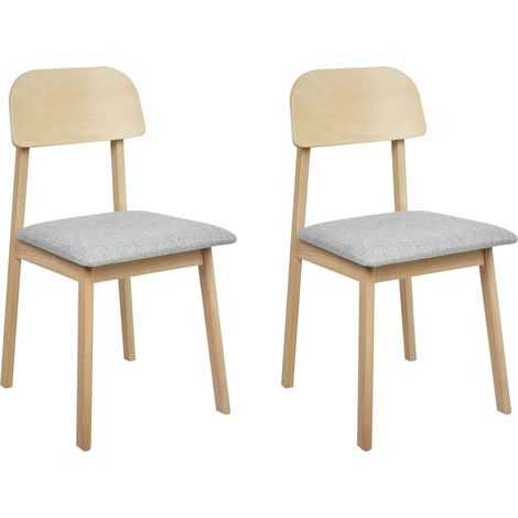 Set di 2 sedie da pranzo con seduta in tessuto Grigio Chiaro e struttura in legno chiaro Scandia