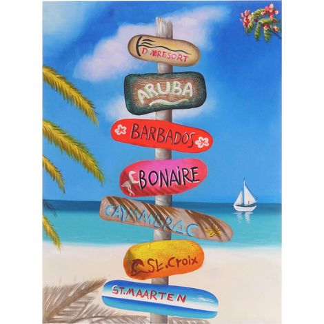 Pintura al óleo letrero de la calle, 100% pintado a mano pintura mural XL, 100x75cm (1/5)