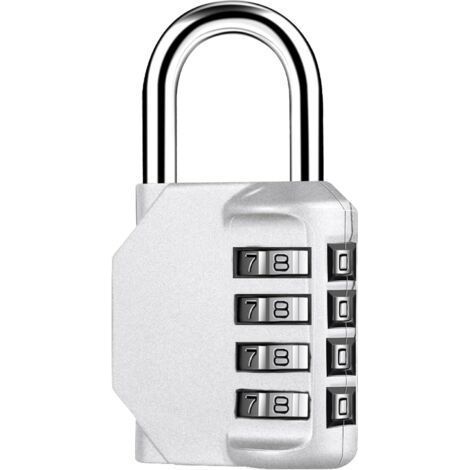 Cadenas Code 4 Chiffres, Alliage de Zinc Cadenas à Code Étanche, Antirouille Cadenas Casier Code pour Placard Gym Garage Boîte à Outils (Argent) (1/5)