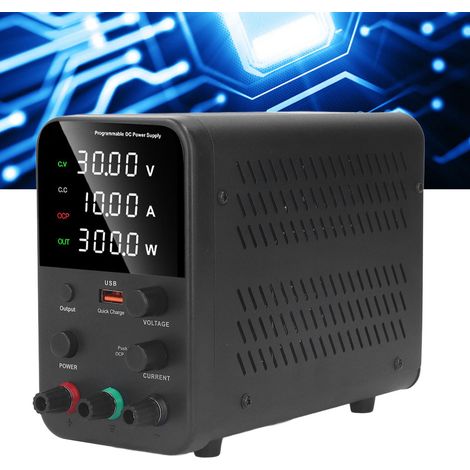 Alimentation CC régulée réglable WPS3010H 030 V/010 A/300 W, voltmètre et ampèremètre USB, régulateur de tension, norme européenne AC230 V (1/5)