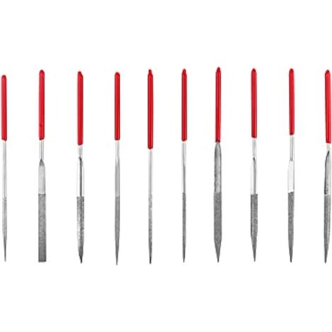 Jeu de 10 limes à aiguilles, limes diamant pour la mécanique de précision (3 mm x 140 mm) (1/5)