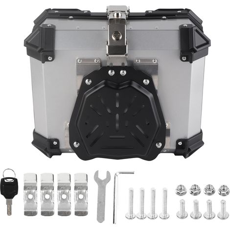 Coffre de Moto 28L en Alliage d'Aluminium Imperméable Antirouille Universel pour Motos Argent (1/5)