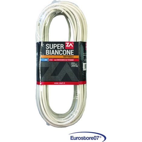 Cavetto stendibiancheria acciaio zincato rivestito in pvc bianco - ø mm.5x mt.20 (1/4)