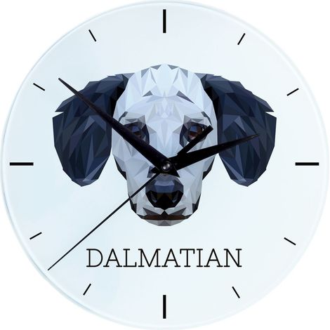 Dálmata, Dálmata Pointer - reloj de pared geométrico con foto e inscripción de Art-Dog (1/4)
