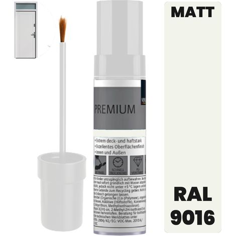 Pintura blanca de retoque para muebles de cocina y salón, RAL 9016 mate. (1/5)