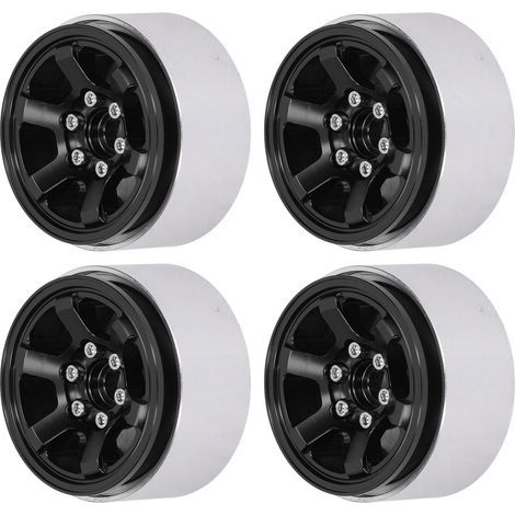 Vier 1,9-Zoll-RC-Beadlock-Felgen, CNC-gefräste RC-Felgen aus Aluminiumlegierung, passend für Axial SCX10 und HSP Modelle, schwarz. (1/5)
