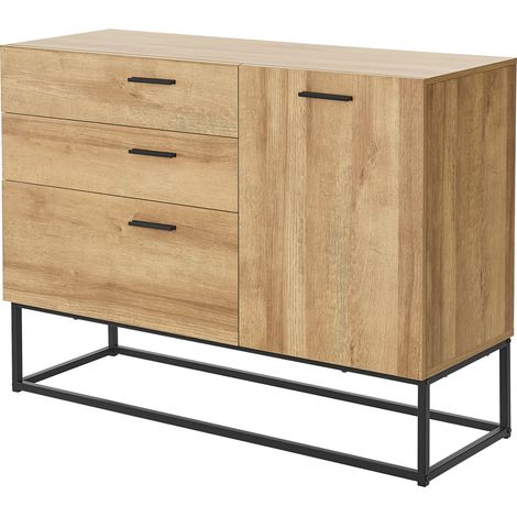 Aparador de metal 75 x 100 x 35 cm efecto roble negro 030006611