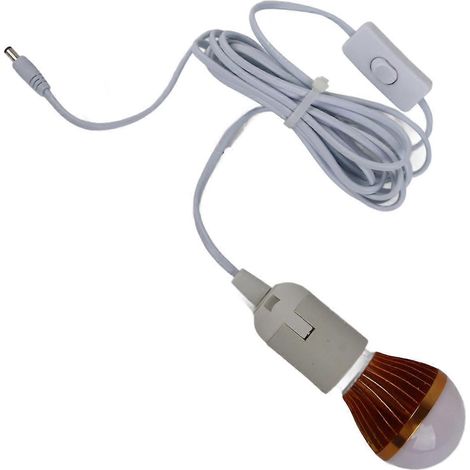 E27 Kugellampe, spiralförmige LED-Solarleuchte, weiß, 12 V, 5 W, mit 3 m Gleichstromkabel