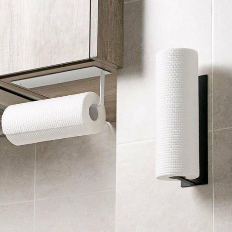 Porte Essuie Tout Auto-Adhésif Supports pour Papier Essuie-Tout en Dérouleur Porte Rouleau de Cuisine Mural pour Armoire de Cuisine ou Salle de Bain NPTERBL (1/5)