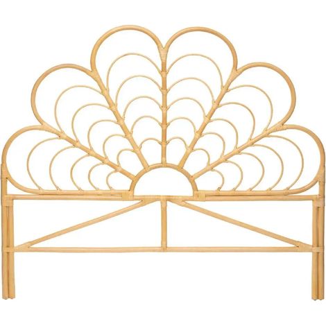 Tête de lit haute en rotin coloris naturel - Longueur 160 x Profondeur 2.8 x Hauteur 140 cm -PEGANE- (1/4)