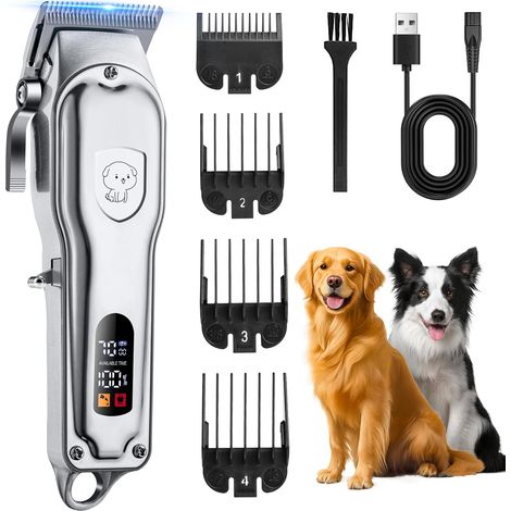 Tondeuse Chien Poil Long Epais, Tondeuse pour Chien Chat Professionnelle Sans Fil avec Ecran LCD, Trimmer Chat Poils Longs Noeud Haute Puissance de Toilettage pour Animaux de Compagnies (1/5)