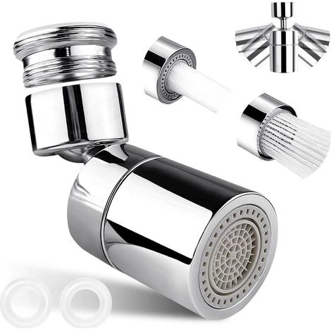 Aérateur de robinet d'évier, filtre, économiseur d'eau à double fonction (1 pièce) Aérateur à 360 degrés économiseur d'eau pivotant pour robinet cuisine/salle de bain (1/5)