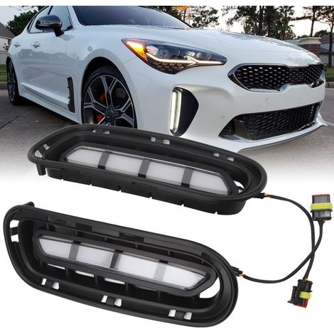 Zweifarbige LED-Tagfahrlicht- und Nebelscheinwerferblenden für Kia Stinger CK 2018–2023 (linkes und rechtes Paar) (1/5)