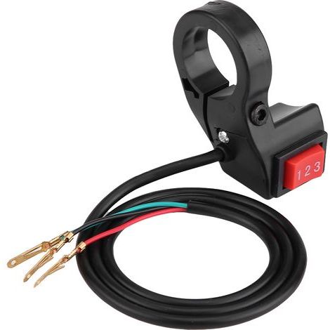 Commutateur électrique à 3 vitesses de 22 mm (7/8 pouces) à monter sur le guidon pour moto, vélo électrique et trottinette (1/4)