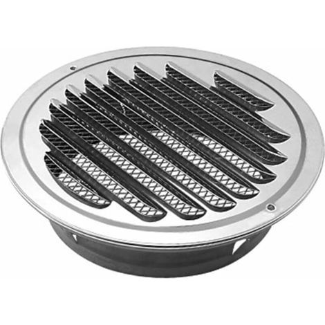 Round 304 stainless steel ventilation grille – Ø 120 mm – Louvered with screen mesh – For bathroom and kitchen ventilation (1/5)