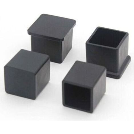 Set di 10 tappi quadrati antiscivolo in gomma per gambe di sedie, per proteggere pavimenti di mobili e tavoli, 20 x 20 mm, neri.