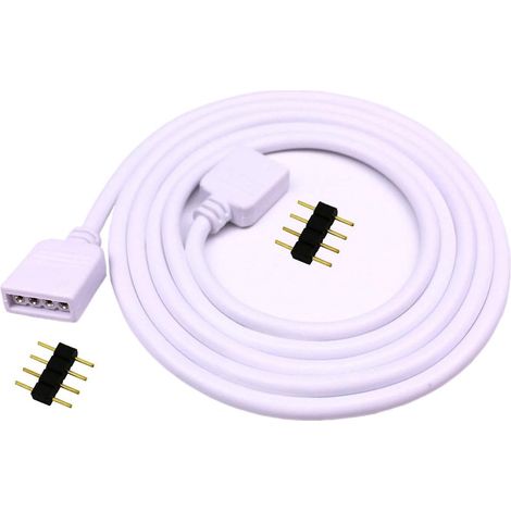 Câble Extension LED RGB 5m - 1 Pièce - PVC et Cuivre Étamé - Rallonge 4 Broches Sans Soudure - Pour Bandes SMD Intérieur - Blanc 5 mètres