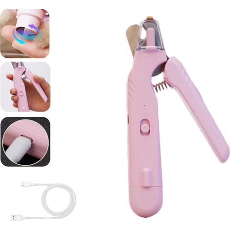 Filiyano-Coupe-ongles et lime électrique 2 en 1 pour chiens et chats de petite, moyenne et grande taille - avec lumière LED (rose) (1/5)
