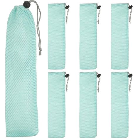 Lot de 6 pochettes de transport en paille, housses portables pour couverts, baguettes, sacs à ustensiles pour la maison, les voyages, le rangement en plein air, fourchette, cuillère