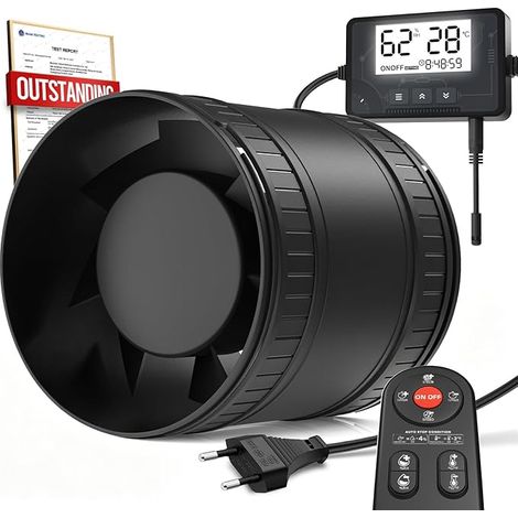 Cooling Fan Extractor Fan Heat Adjustable Timer 6 Speeds with Overheating Protection Silent Duct Fan VMC Bathroom 100 mm (1/5)