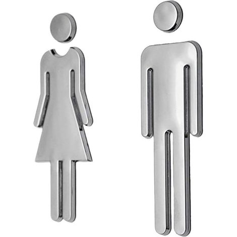 Panneau de porte de toilettes non genré – Lot de 2 - Panneau WC - WC - Panneau de toilettes - Panneau - WC femmes hommes - Femmes hommes - Femme - Homme - 12 cm x 4 cm - Panneaux de toilettes de luxe. (1/5)