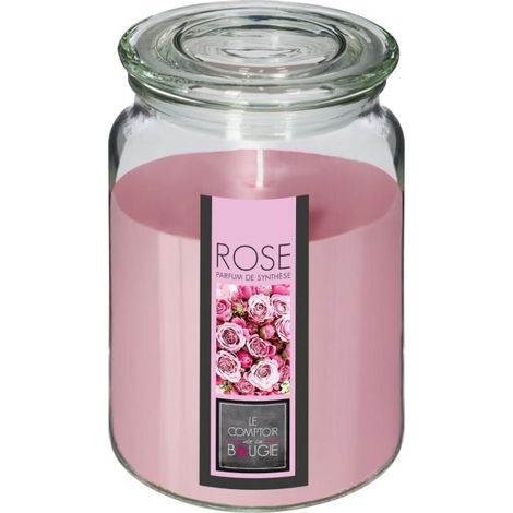 Bougie Parfumée en Verre "Couvercle" 510g Rose (1/3)