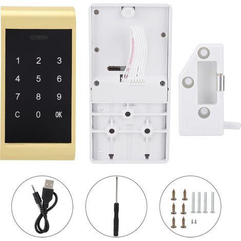 Serrure électronique intelligente à code numérique pour armoires, sauna, spa, salle de sport (dorée) (1/5)
