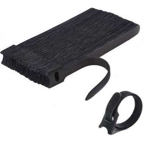 Attache Cable[50 Pcs], Sangles Sangles Câble, Réutilisables Serre Cable, Organisateur Rangement Cable, pour Attacher Les Câbles, Gaines, Fils PC, Fils Électriques etc(Noir) (1/4)