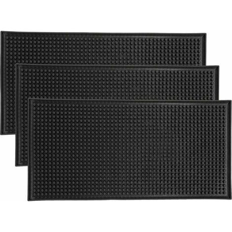 3er-Pack rutschfeste Barmatten aus Gummi, XU, Abtropfmatten für Gläser, Theke, Café, Whisky, Cocktailbar, Küche, Bar, Restaurant, Schwarz (30 x 15 cm) - KZQ (1/4)