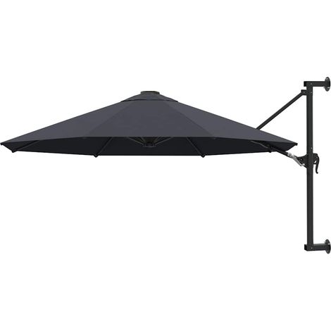 Parasol mural avec mât - Parasol déporté Parasol de Jardin métallique 300 cm Anthracite BV861493 - BonneVie (1/5)