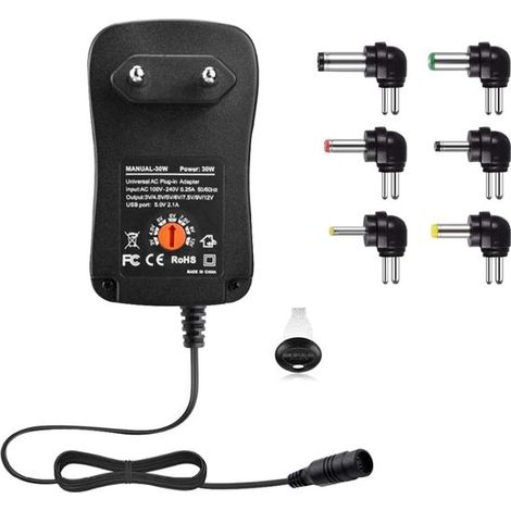 Adattatore di alimentazione universale CA/CC da 30 W, 3 V-12 V, trasformatore switching 1 A/2 A con 6 terminali (1/5)