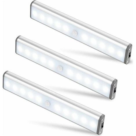 Éclairage d'armoire à trois 10 LED, sans fil, USB rechargeable, 2 modes d'éclairage, portable. Lampes de placard, magnétique, détecteur de mouvement, lumières de secours, veilleuses pour enfants,SEMAk (1/5)