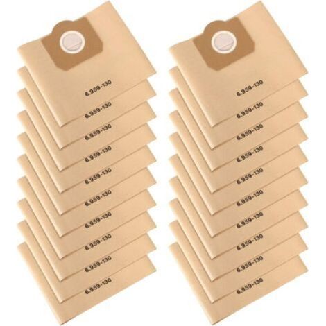 Vacuum cleaner bags, pack of 20 straight vacuum cleaner bags, paper filter bags, for Kärcher 6.959-130.0 WD3/WD3P/MV3/A2204/A2204/A2534/SE 4001/SE 4002 (1/5)