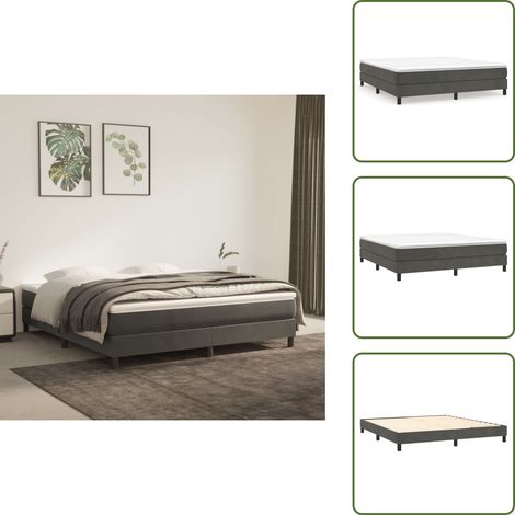Cadre de lit sans matelas gris foncé 160x200 cm velours - Cadre De Lit - Lit Double - Lit Velours - Literie - Meuble Chambre (1/5)