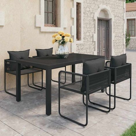 Ensemble à manger de jardin 5 pcs-Salon de jardin PVC résine tressée noir 196335 (1/5)