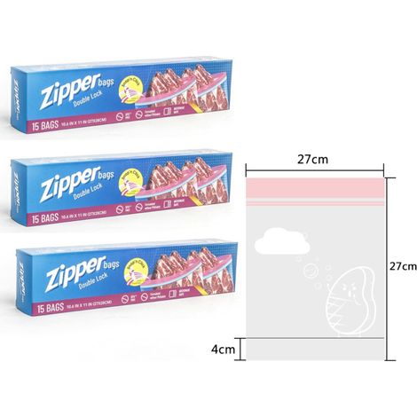 Lot de 45 sacs à sandwich, sacs de congélation, grand format, sacs de conservation des aliments réutilisables à fermeture zip (1/4)