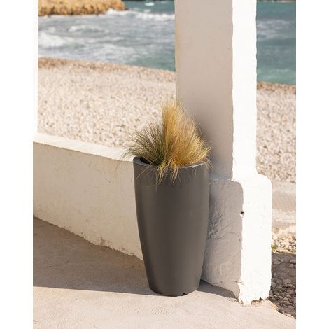BAMBÚ 70 Macetero Alto y Redondo de Interior y Exterior Para Plantas y Flores Muy Resistente al Paso del Tiempo. Hecho de Polietileno en España - Antracita
