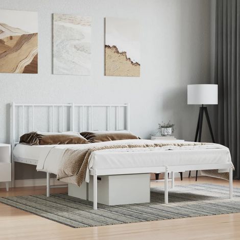 Estructura cama sin colchón con cabecero metal blanco 140x190cm vidaXL