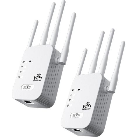 Repeteur WiFi - 1200 Mbps - Dual Band 2,4 GHz et 5 GHz - 4 Antennes - 2 Ports LAN - Compatible Box Internet - Blanc (1/5)