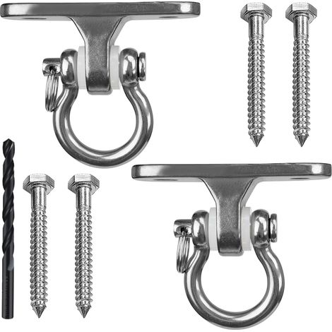 Lot de 2 Crochets de Plafond pour Charge Lourde, Charge maximale : 453 kg, en Acier Inoxydable, pour Fauteuil Suspendu, Sac de Frappe, balançoire, Yoga (1/5)