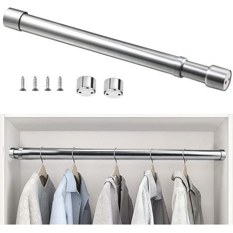 Barre de Penderie Extensible en Acier Inoxydable 48cm à 80cm Tringle à Rideaux Télescopique Ajustable Tube de Penderie Extensible Anticorrosion pour Penderie Salle de Bains Cuisine Cha (1/4)