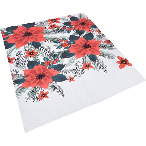 Rideau Impression Numérique 3D Fleurs Rouges Feuilles Vertes 170x200 cm pour Balcon Véranda