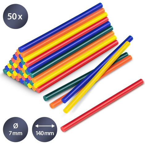 Trotec Confezione di stick di colla a caldo colorati, 50 pezzi (Ø 7 mm)