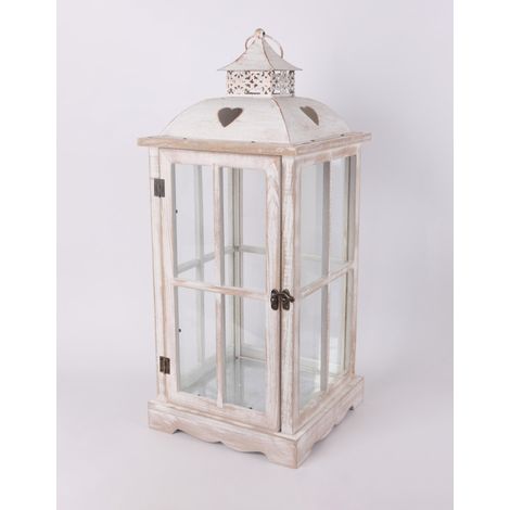 Deko Laterne Holz 55 x 24 cm weiß Weihnachtscharaktere