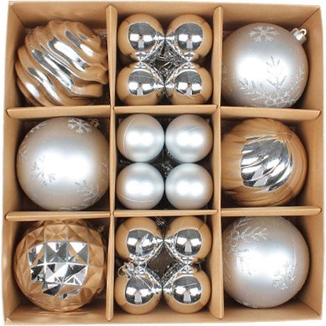 Ensemble de 30 boules de Noël argentées, emballées dans une boîte, pour décorer votre sapin. (1/5)