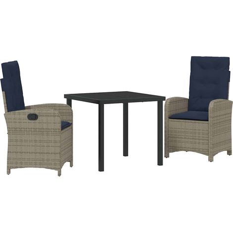 Maison Exclusive - Conjunto de Comedor de Jardín 3 pcs Gris ratán (1/5)