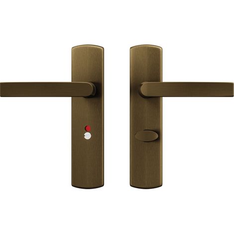 AXA Türbeschläge set - Curve Klik Blok - Türklinken Innentüren mit Langschild - Für Toilette und Badezimmer - Bronze - TL63-8 (1/5)